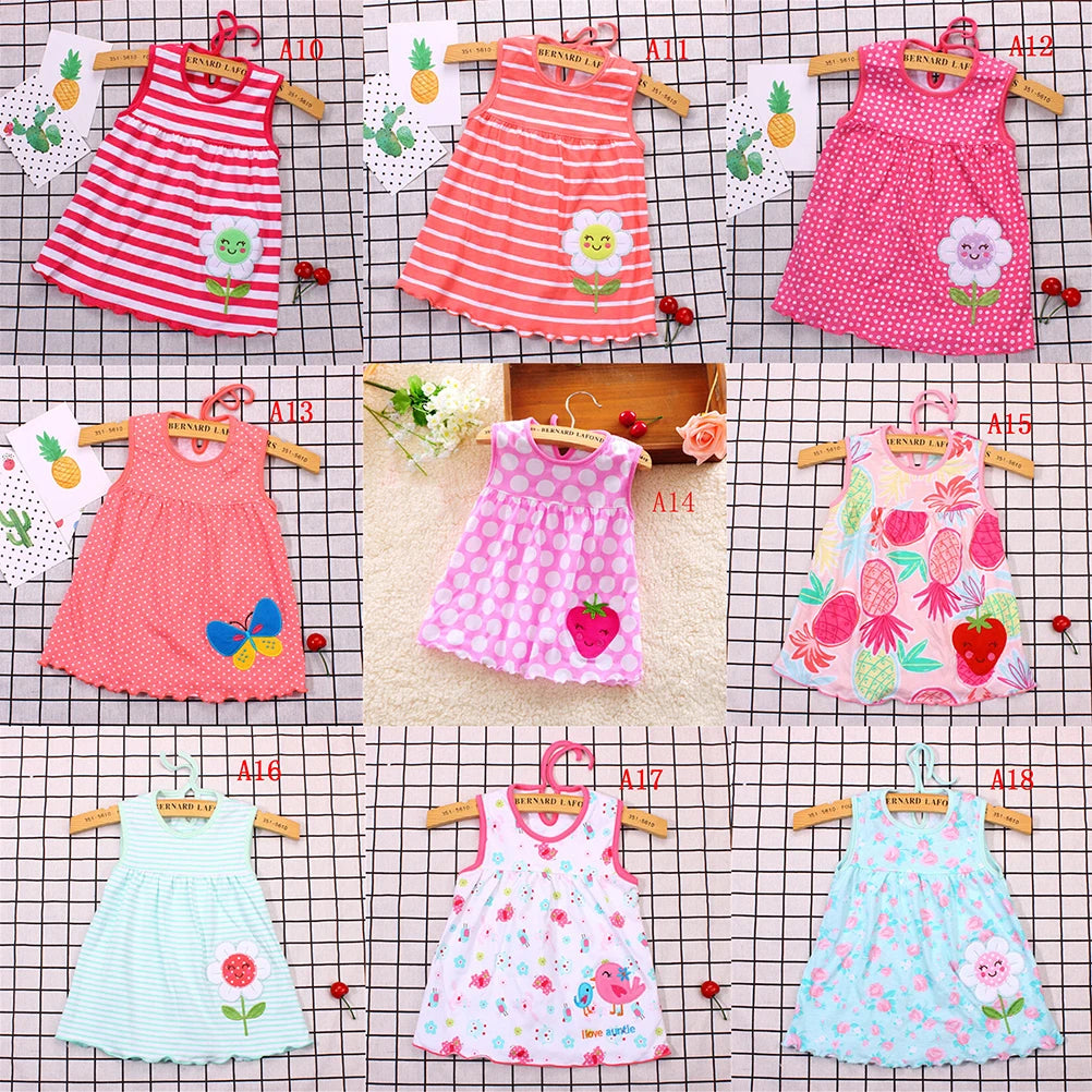 0-24M New borns Cotton Flower Sleeveless Dresses Baby Girls Summer Multi Pattern Clothes Kids Princess Dress for 0-2Y Children