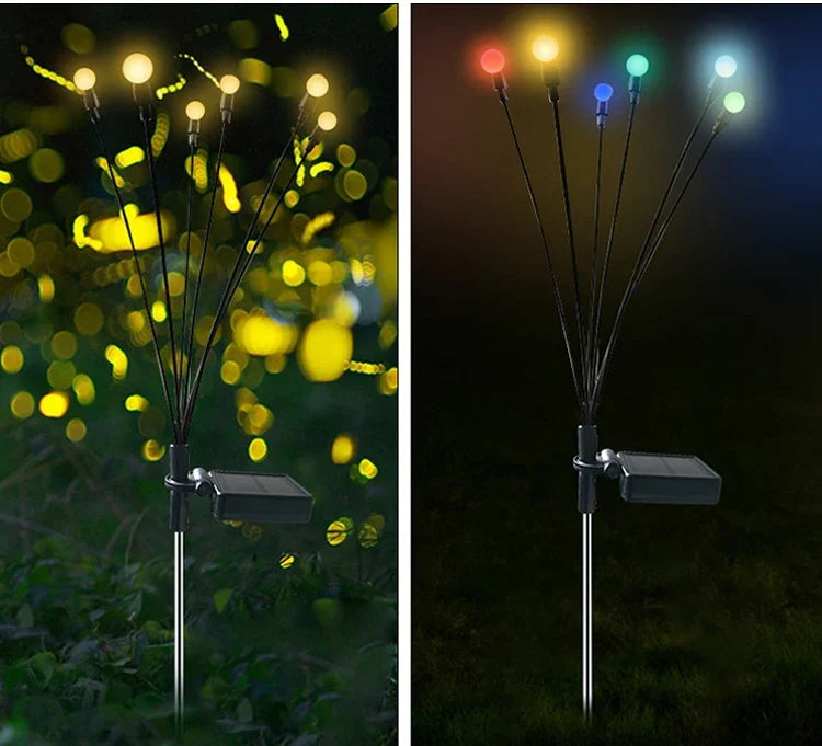 LED Solar Garden Lights Powered Firefly Lights Outdoor Waterproof Vibrant Garden Lights for Patio Pathway Decoration,Warm