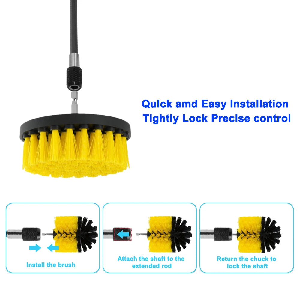 12/4 Pcs Electric Drill Brush Kit scrubber Cleaning Brush For Carpet Glass Car Kitchen Bathroom toilet Cleaning Tools household