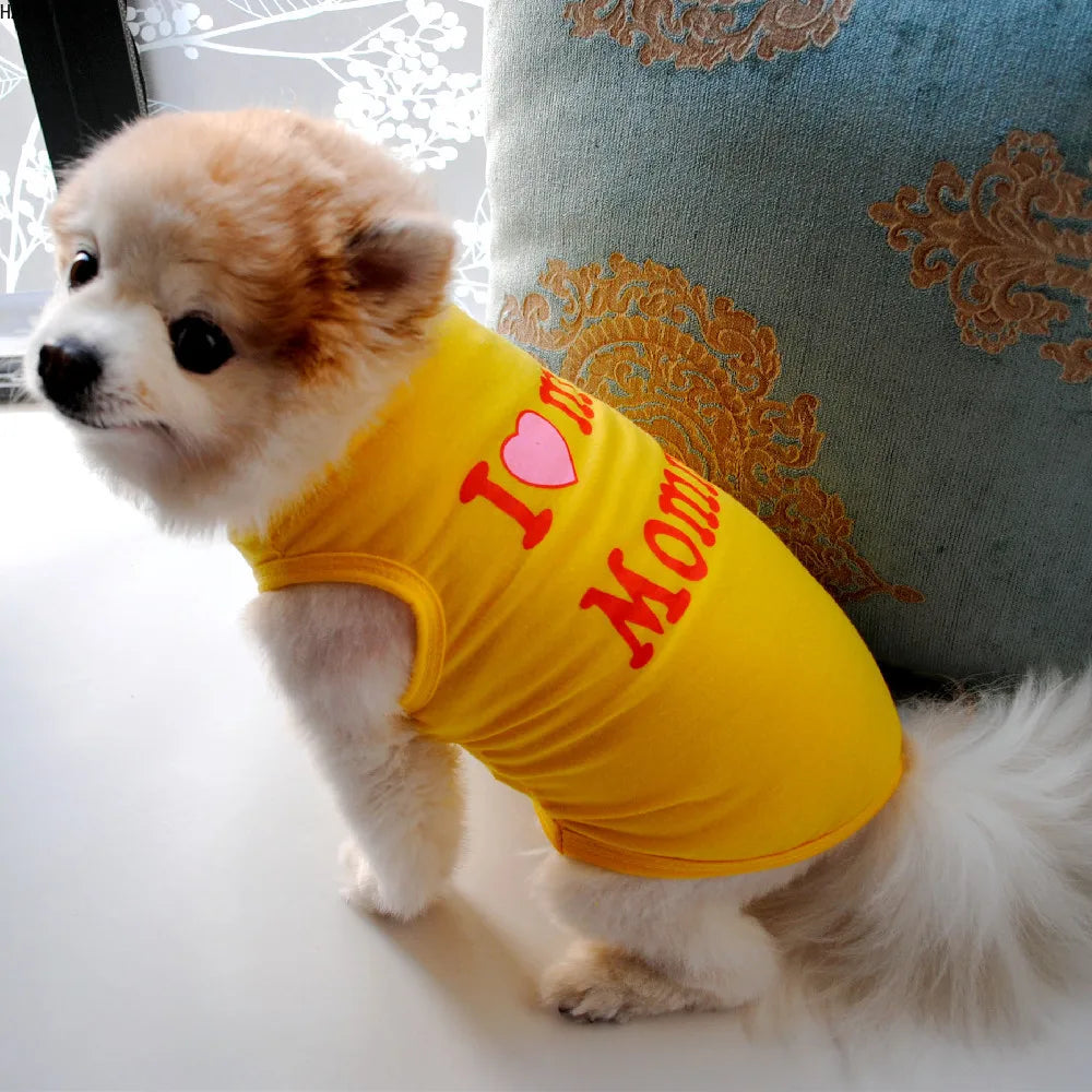 Cute Printed Summer Pets tshirt Puppy Dog Clothes Pet Cat Vest Cotton T Shirt Pug Apparel Costumes Dog Clothes for Small Dogs