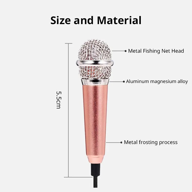 Portable 3.5mm Stereo Studio Mic KTV Karaoke Mini Microphone For Smart Phone Laptop PC Desktop Handheld Audio Microphone