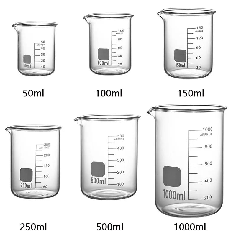 High Borosilicate Glass Measuring Cup Clear Scale Cup Laboratory Beaker Kitchen Baking Measuring Cup 50/100/150/250/500/1000ml