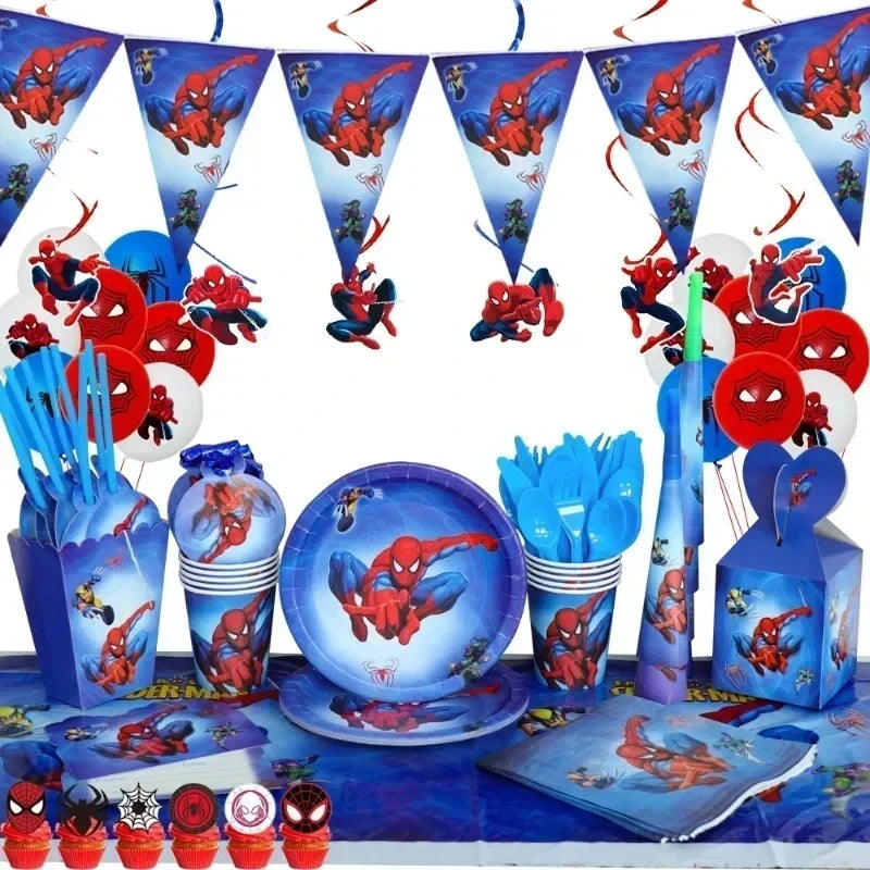 Marvel birthday party decoration Avengers themed Spider Man themed paper cups and tableware supplies