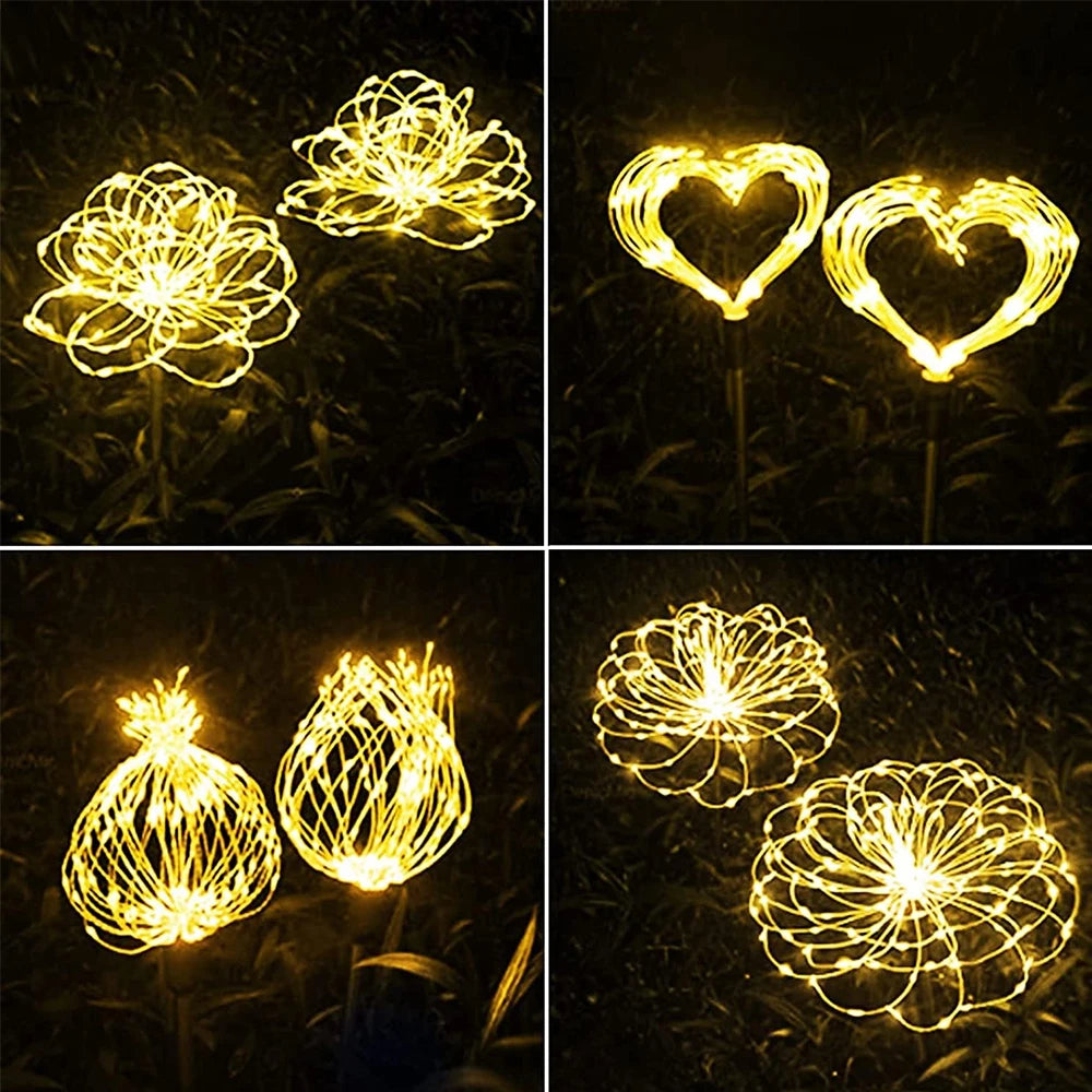 Solar Fireworks Lights IP65 Waterproof, Outdoor Festival Decorative Lights For Courtyard, Lawn, Garden Outdoor Lighting