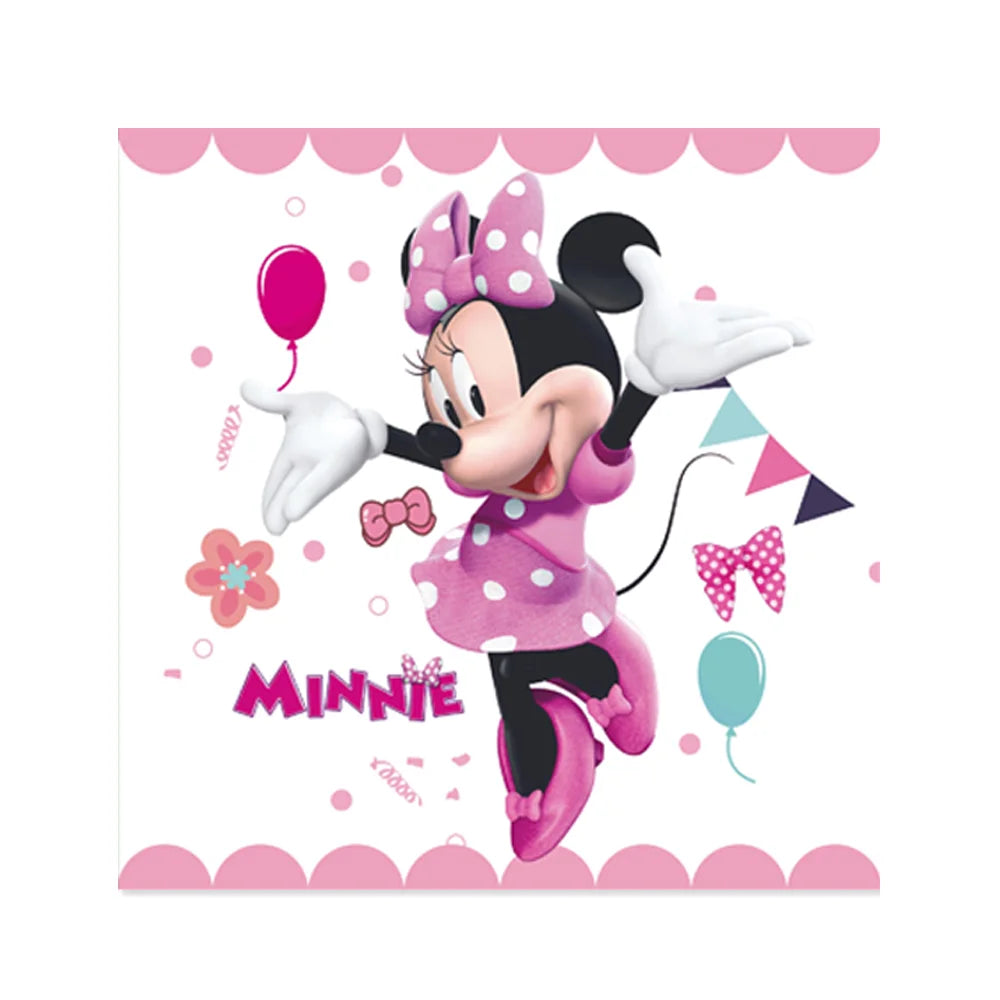 20pcs/Pack Children's Mickey Mouse Napkins Birthday Party Decoration Paper Napkin Minnie Mouse Theme Disposable Tableware