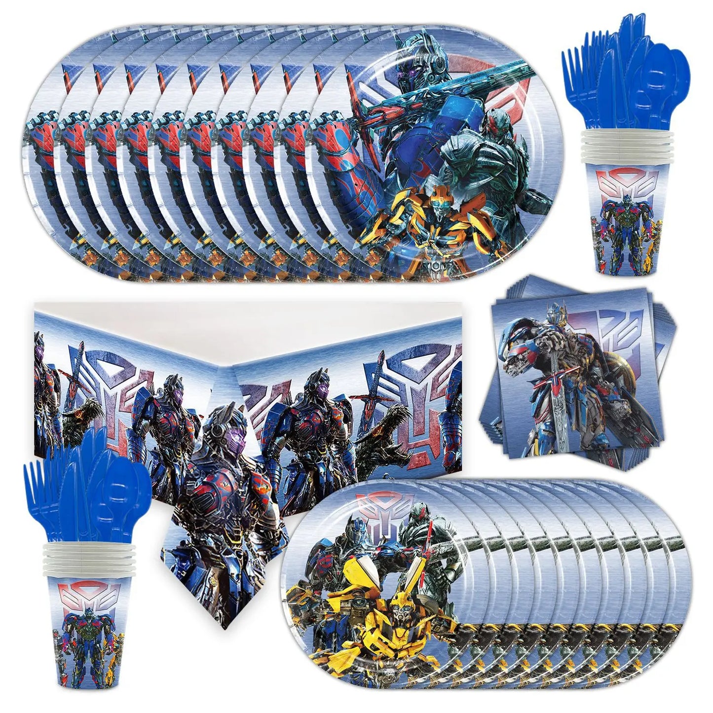 Transformation Birthday Party Decoration Set Disposable Tableware Cartoon Autobots Children's Balloon Boys' Party Supplies