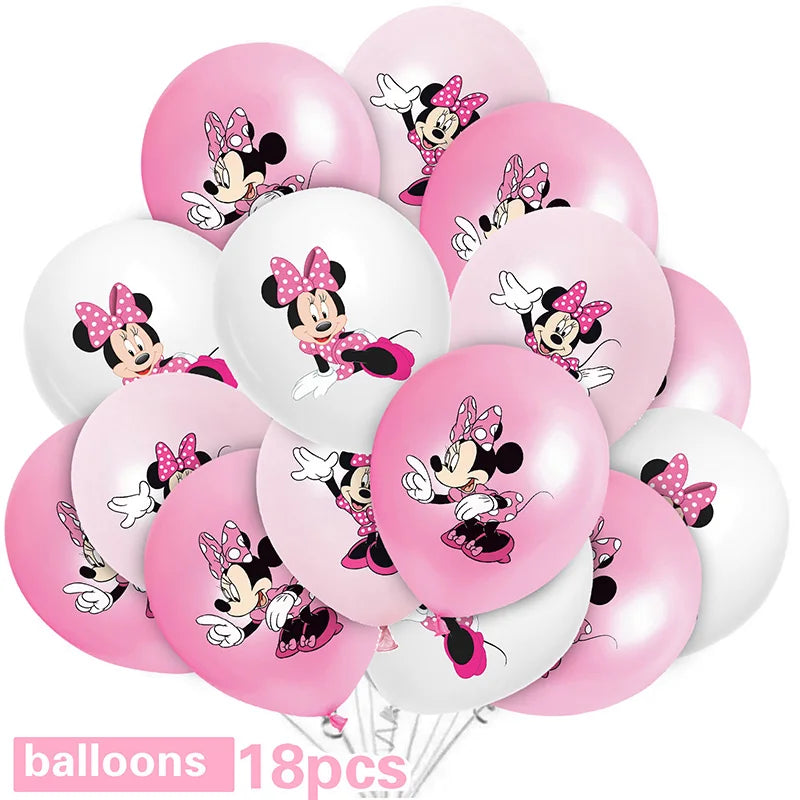 Minnie Mouse Birthday Party Decoration Girls Disposable Tableware Balloon Cups Plates Tablecloth Balloon Baby Shower Party Suppl