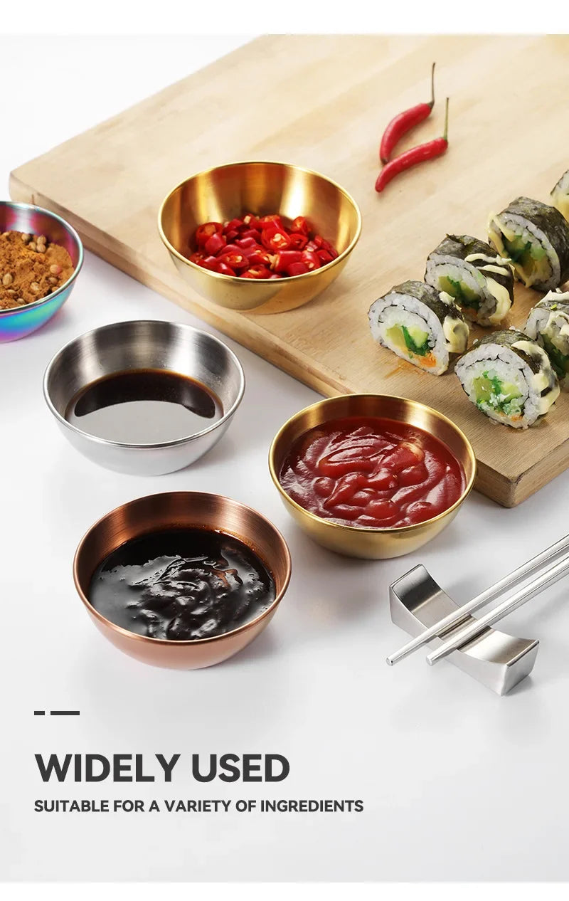 2/4/6pcs Stainless Steel Small Sauce Dishes Seasoning Serving Tray Spice Plates Set Soy Sauce Dish Specialty Tableware