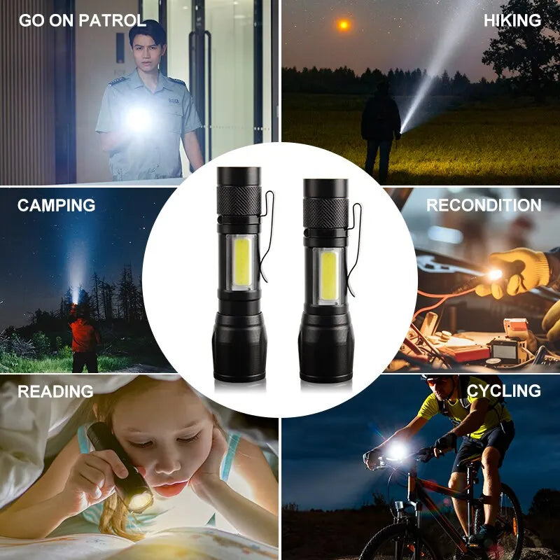 Mini Torch LED Rechargeable Flashlight Portable USB Charging Flashlight High Power Bank Camping Waterproof Long Range Lantern