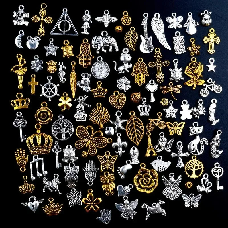 100pcs Tibetan Silver Mixed Pendant Animals Charms Beads for Jewelry Making Bracelet Earrings Necklace DIY Craft Art Charms