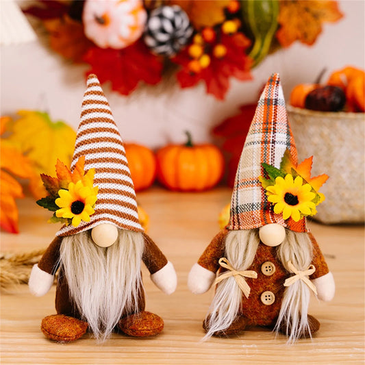 Fall Gnome Sunflower Maple Doll Harvest Autumn Elf Dwarf Plush Faceless Dolls Ornaments for Home Halloween Thanksgiving Decor