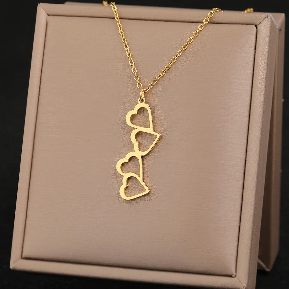 Stainless Steel Necklaces Elegant Exquisite Heart Infinity Symbol Heartbeat Pendants Chain Trend Fine Necklace For Women Jewelry