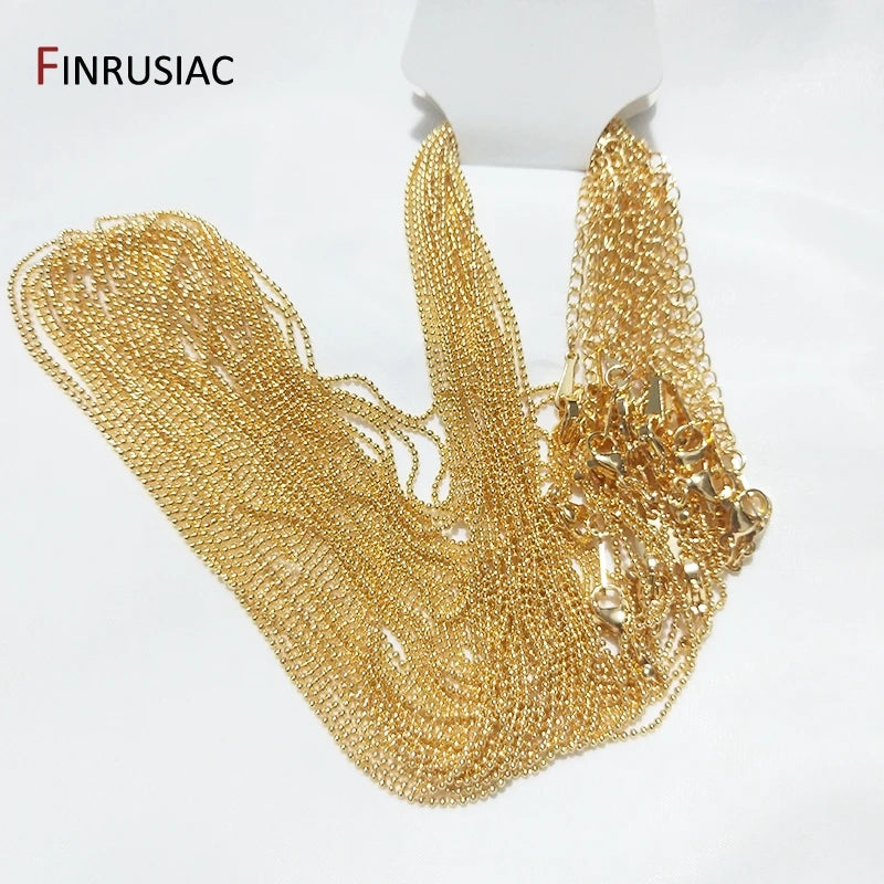 Wholesale 18K real gold plated chain for necklace making, 1.6mm thickness Spring clasp chain for Jewelry Making