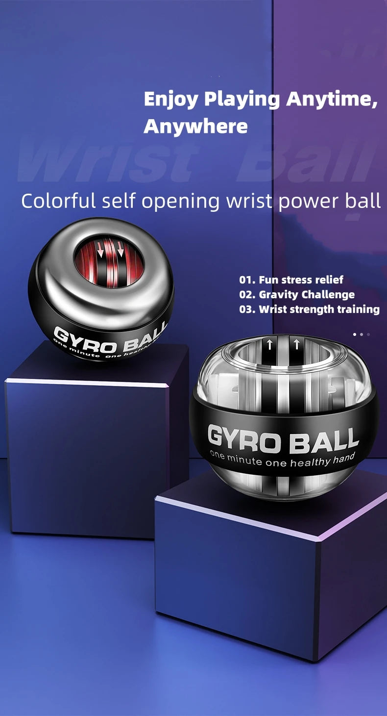 LED Wrist Ball Power Trainer Ball Auto-Start Gyroscopic Arm Hand Forearm Exerciser Power Wrist Gyro Ball Sport Fitness Equipment