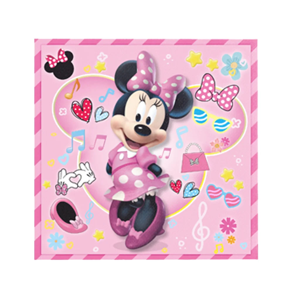 20pcs/Pack Children's Mickey Mouse Napkins Birthday Party Decoration Paper Napkin Minnie Mouse Theme Disposable Tableware