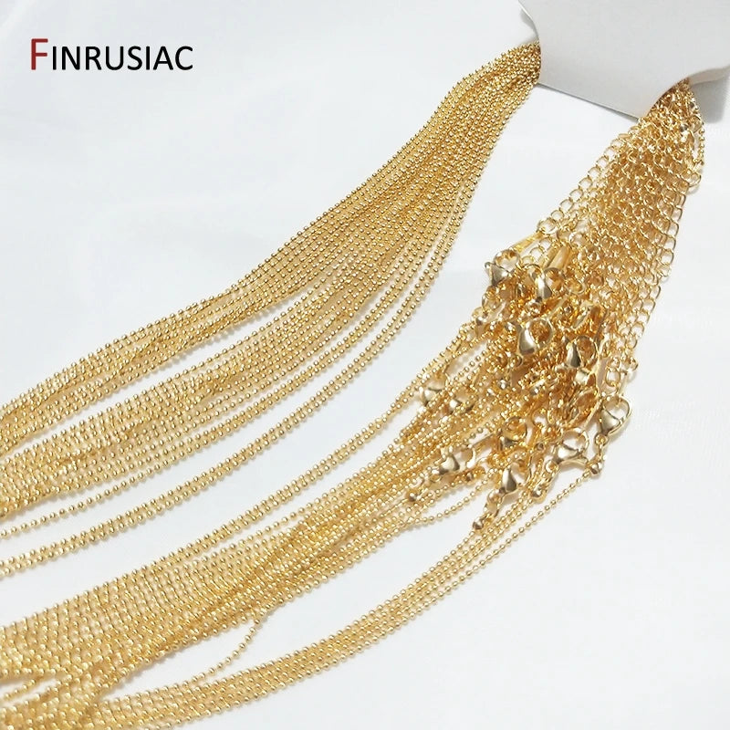 Wholesale 18K real gold plated chain for necklace making, 1.6mm thickness Spring clasp chain for Jewelry Making