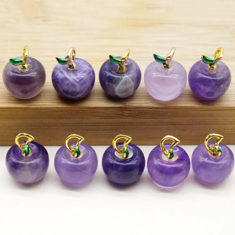 12pcs Natural Stone Apple Pendant New Woman Fashion Jewelry High Quality Crystal Amethyst Lapis Lillet Pendant for DIY Necklace