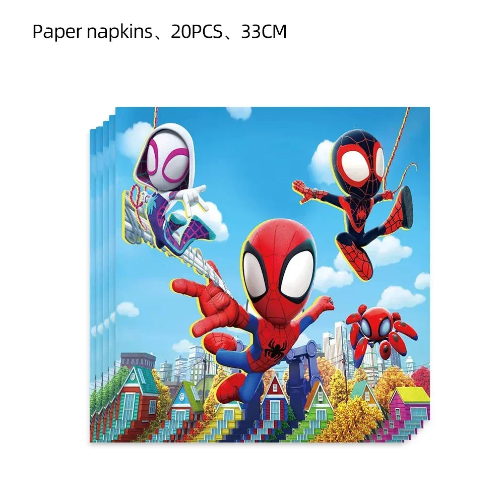 Marvel Birthday Party Tableware Paper Plate Decorations Disposable Tableware Set Supplies Spider-Man and His Best Friends