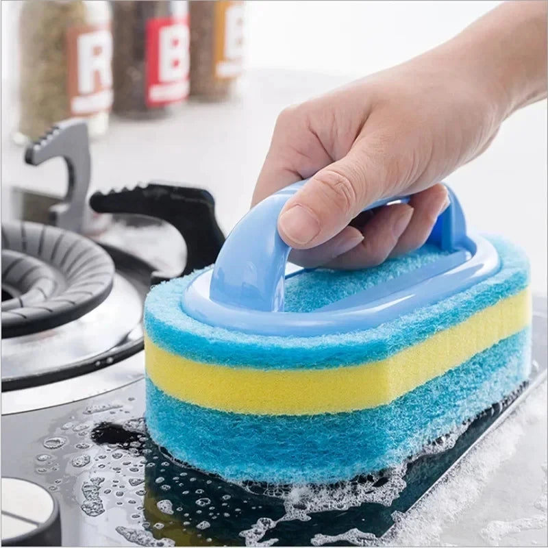 1Pc Kitchen Bathroom Cleaning Sponge Cleaning Brush Handle Tools Household Accessories Perfect For Glass Wall Toilet Ceramic