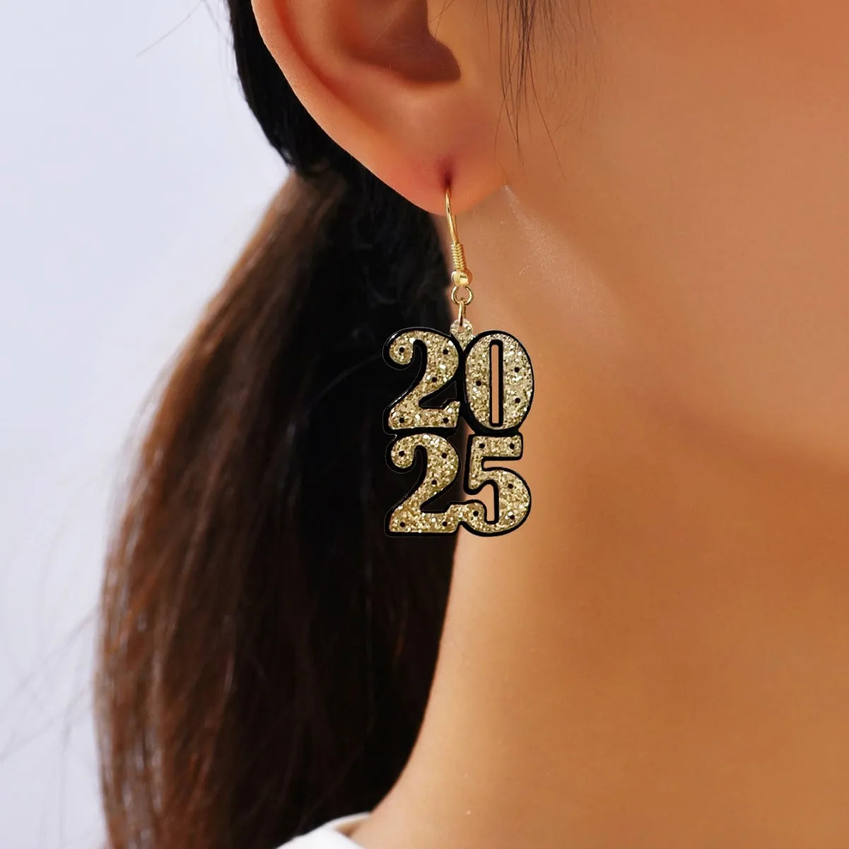 2025 Multicolor Acrylic Number Dangle Earrings Women Creative Fashion Shining Earring New Year Ear Accessory