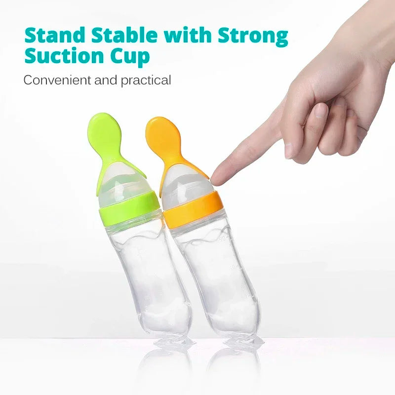 Safe Useful Silicone Baby Bottle With Spoon Food Supplement Rice Cereal Bottles Squeeze Spoon Milk Feeding Bottle Cup