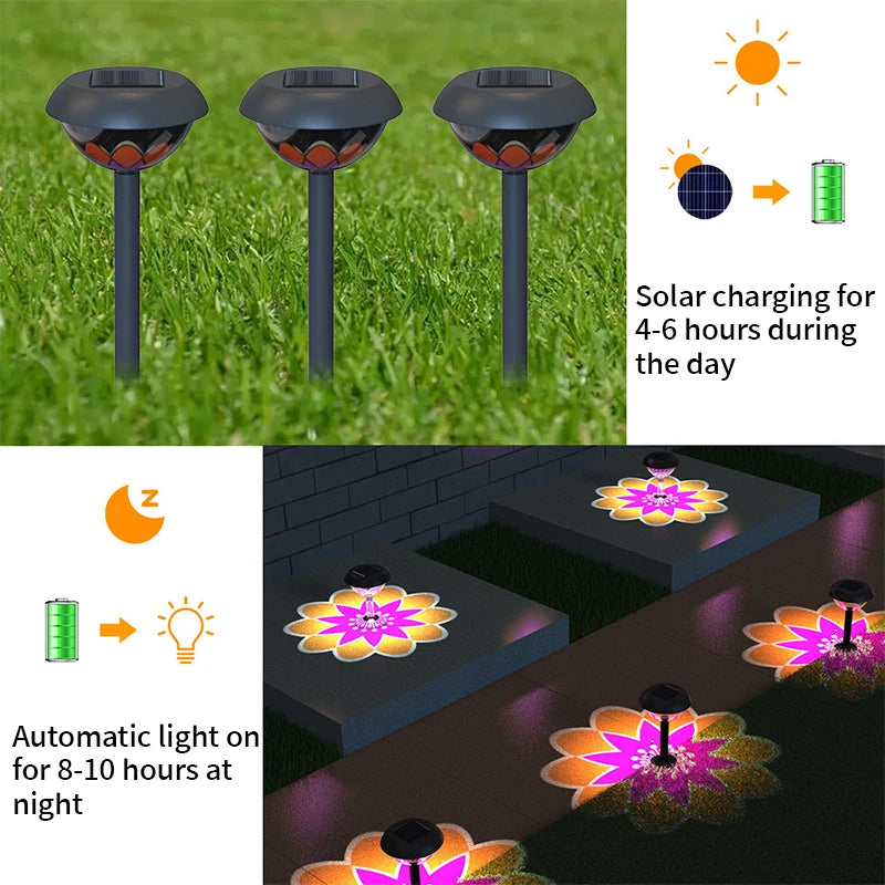 Solar Projection Lamp Desktop Lawn Lights Outdoor Waterproof Garden Courtyard Lamp Landscape Ground Insertion Light Garden Decor