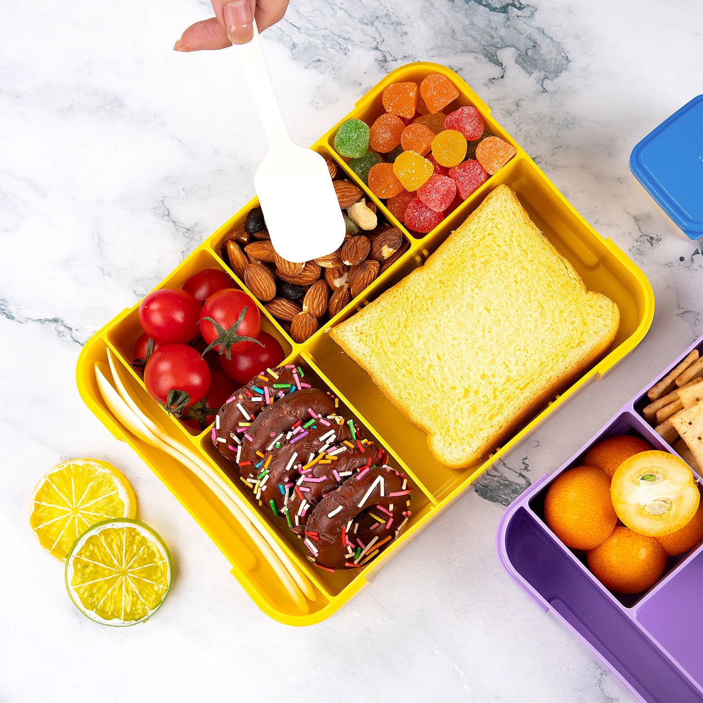 1330ML Lunch Box Adult Bento Boxes Food Containers with 6 Compartment and Tableware For Snack Work School Microwave Oven Heating