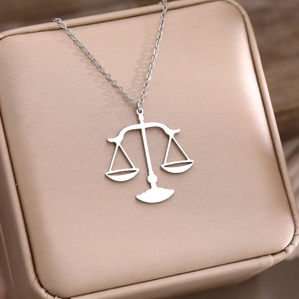 Stainless Steel Necklaces Mythology Libra Prayer Baptism Pendant Bohemian Choker Female Chain Necklace For Women Jewelry Gifts