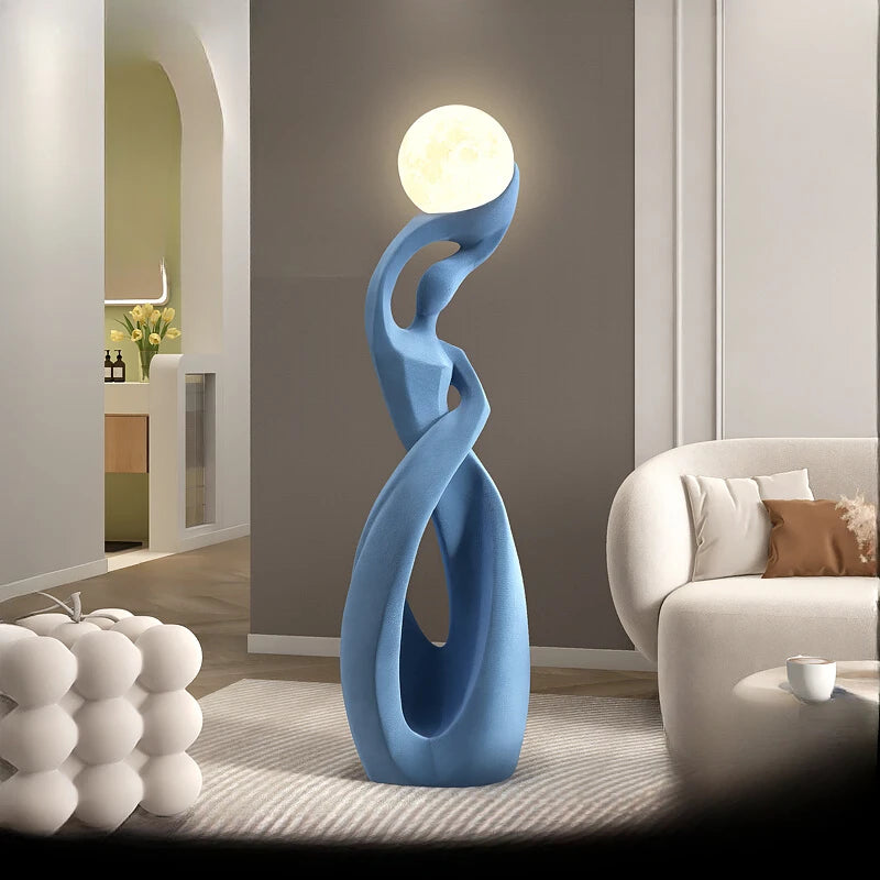 120CM Home Decor Maid Statue Abstract Art Ornaments Nordic Living Room Large Floor Luminous Sculpture Gift Interior Figurines