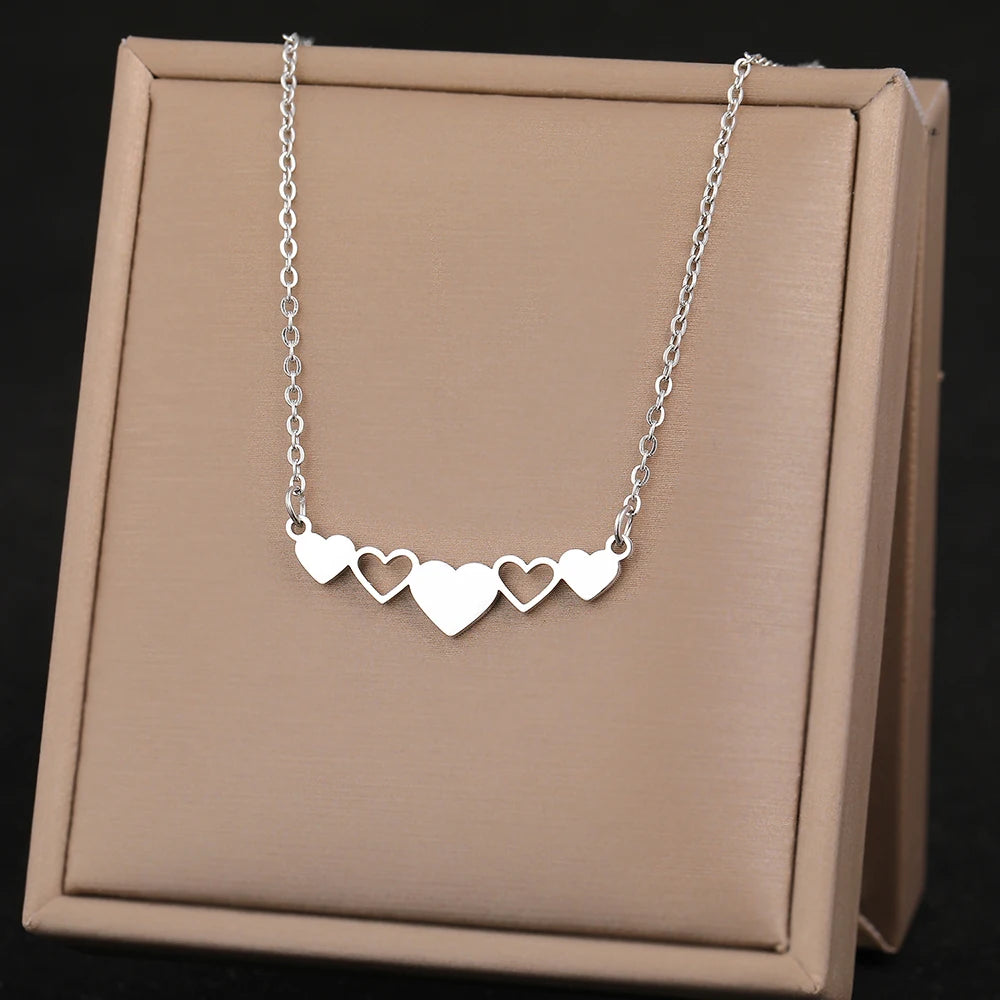 Stainless Steel Necklaces Elegant Exquisite Heart Infinity Symbol Heartbeat Pendants Chain Trend Fine Necklace For Women Jewelry