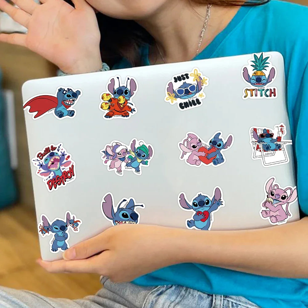 50pcs Disney Cartoon Kawai Stitch Stickers for Phone Laptop Diary Guitar Suitcase Graffiti Waterproof Sticker Decals Kids Toy