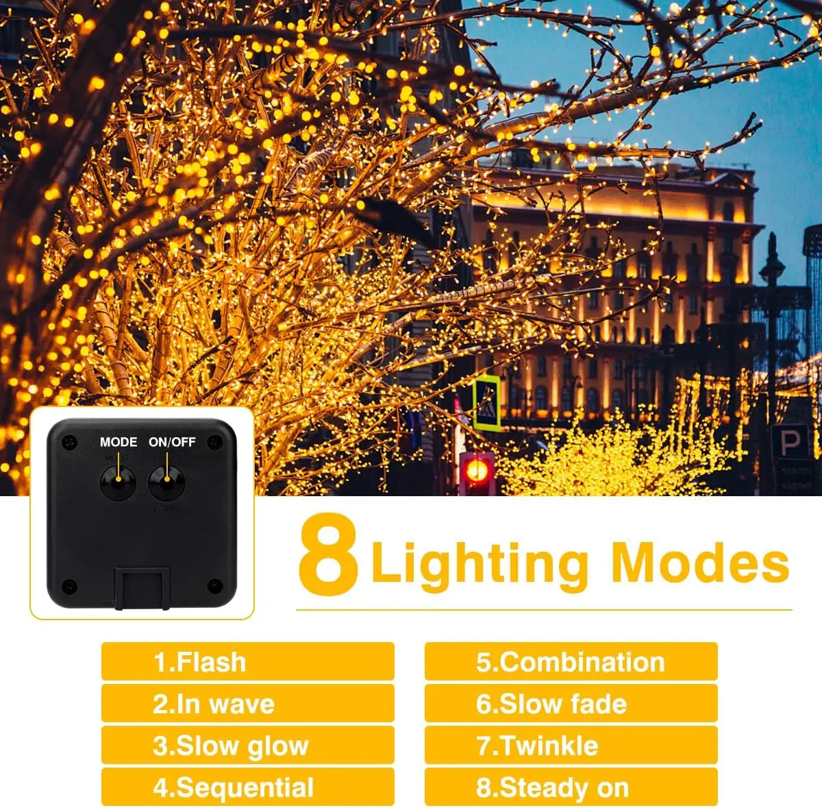 Solar String Lights Outdoor Lighting Solar Powered Lights with 8 Lighting Modes Waterproof Decoration for Garden