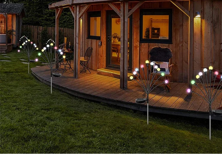 LED Solar Garden Lights Powered Firefly Lights Outdoor Waterproof Vibrant Garden Lights for Patio Pathway Decoration,Warm