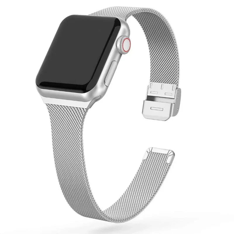 Silm Milanese Strap for Apple Watch Band 10 9 8 7 46mm 45mm 41mm Ultra 49mm Metal Bracelet for 6 5 4 SE 44mm 40mm 3 42mm Correa