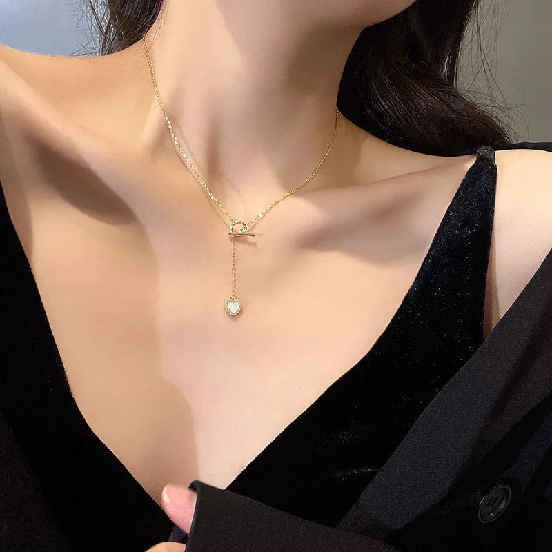 XIYANIKE 316L Stainless Steel Gold Color Love Heart Necklaces For Women Chokers 2021Trend Fashion Festival Party Gift Jewelry