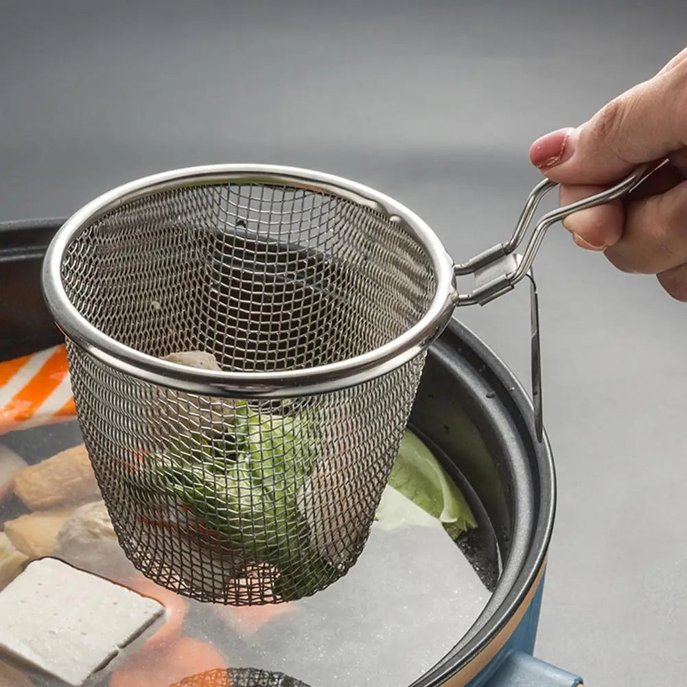 Mesh Net Strainer Basket Colander Net French Fries Hot Pot Skimmer Food Sieve Slotted Spoon Colander Kitchenware Tools