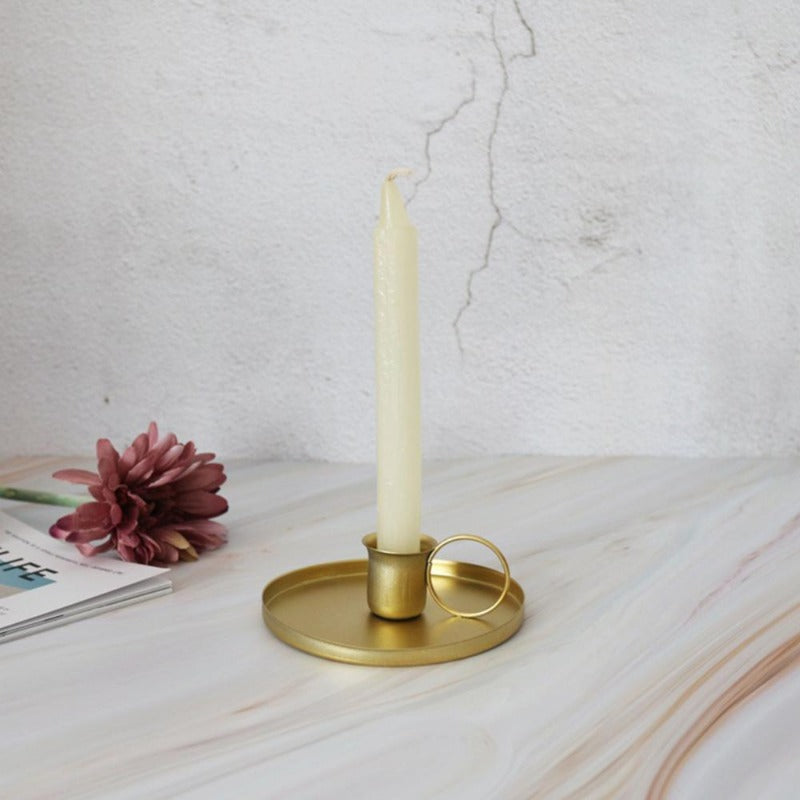 Portable Candle Holder Desktop Candlestick Adornment Metal Candlestick Taper Candle Holder With Handle Home Wedding Decorations