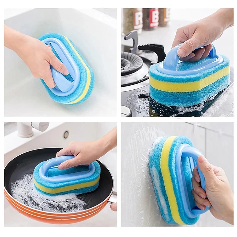 1Pc Kitchen Bathroom Cleaning Sponge Cleaning Brush Handle Tools Household Accessories Perfect For Glass Wall Toilet Ceramic