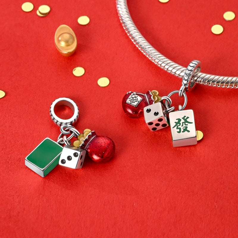 New 925 Sterling Silver New Year Series Lucky Cat God Of Wealth  Lion Dance Pendants Charms Beads Fit DIY Bracelets Jewelry Gift