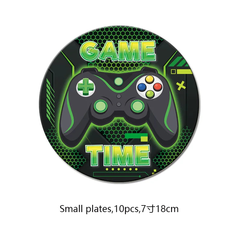 Hot Video Game Birthday Party Decoration Disposable Tableware Game on Party Baby Shower Supplies Customize Background