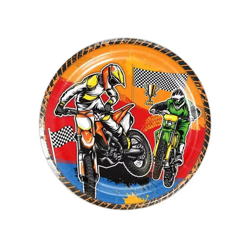 Dirt Bike Birthday Party Supplies Motorcycle Theme Party Plates Napkin Decorations Motocross Tableware Favor For Kids Serves