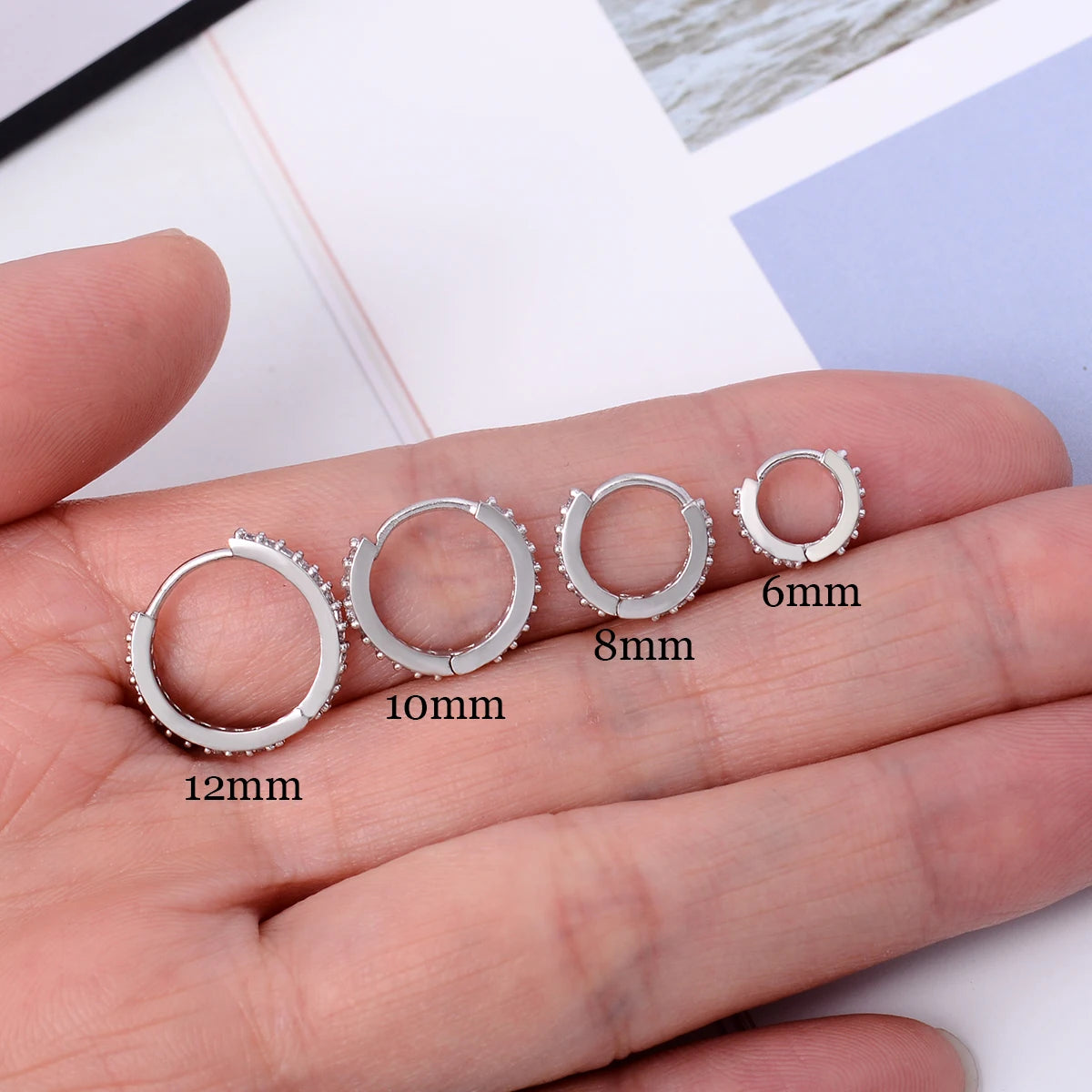 1Pair Stainless Steel Minimal Hoop Earrings Crystal Zirconia Small Huggie Thin Cartilage Earrings Helix Tragus Piercing Jewelry