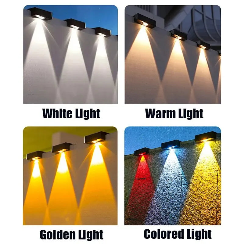 Solar Wall Lights Outdoor Square Solar Wireless Wall Mount Lights IP65 Waterproof Outdoor Wall Lamps Decorative for Garden