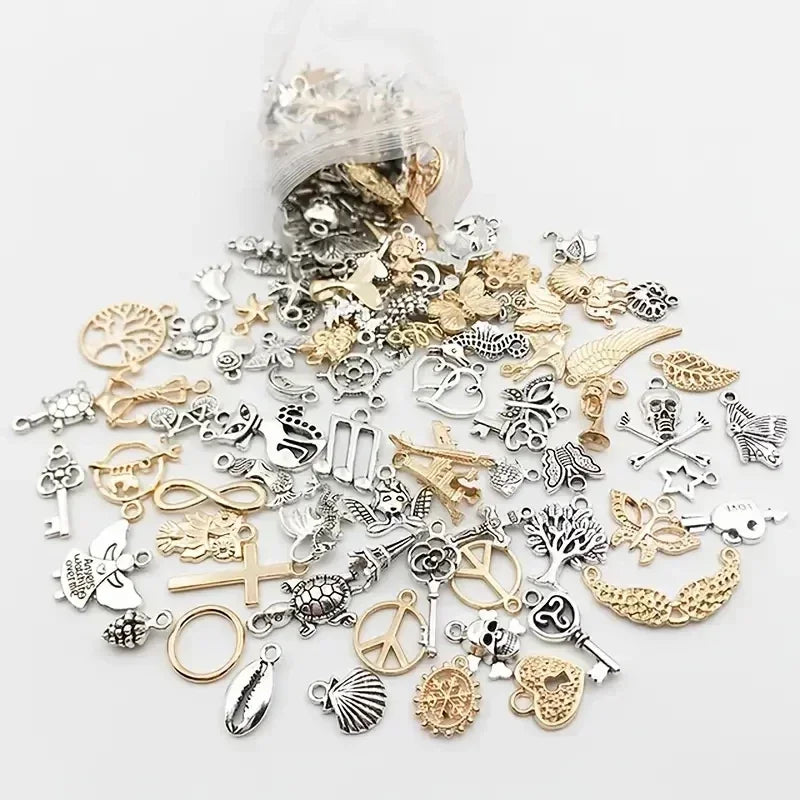 100pcs Tibetan Silver Mixed Pendant Animals Charms Beads for Jewelry Making Bracelet Earrings Necklace DIY Craft Art Charms