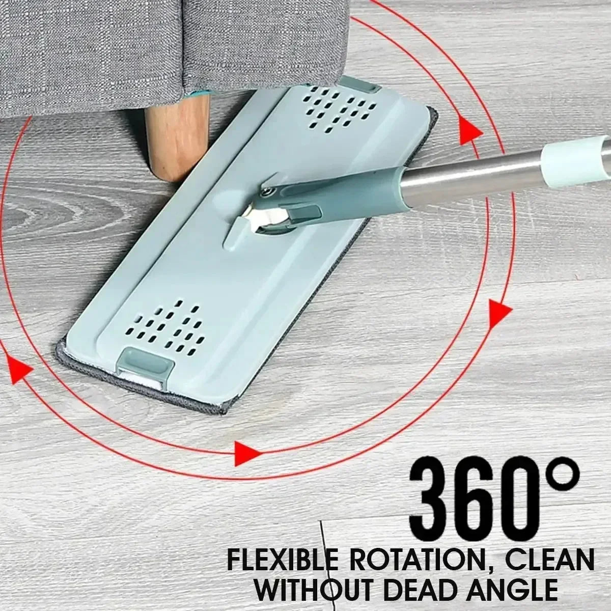 NEW Flat Squeeze Mop with Bucket Hand Free Wringing Floor Cleaning Mop Microfiber Mop Pads Wet or Dry Usage on Hardwood Laminate