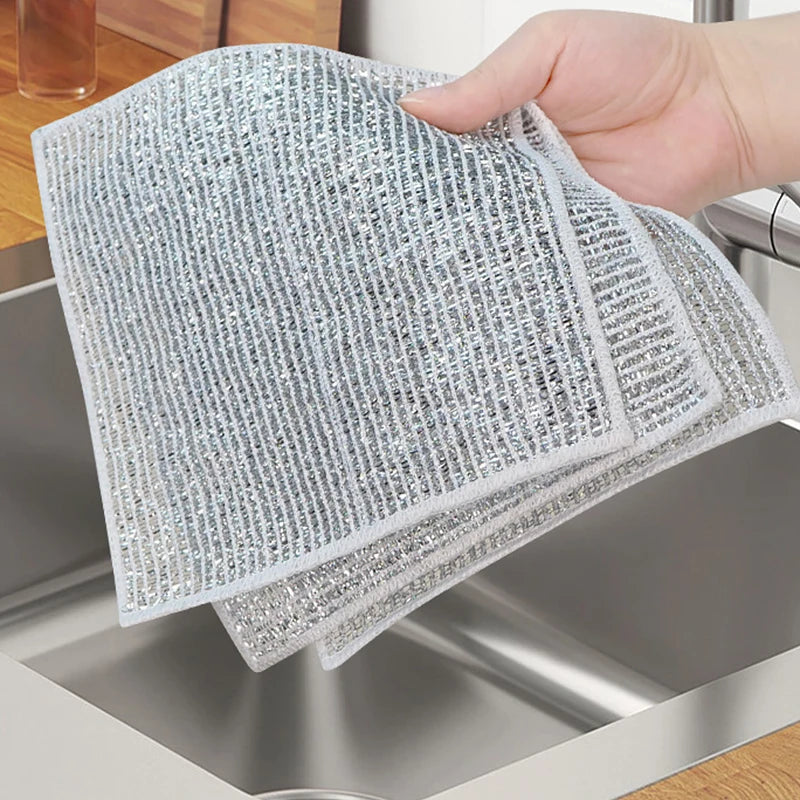 10 Pcs Mesh Fabric Dishcloth Cleaning Cloth Dualsided Silver Wire Grid Abrasive Dishwashing Cloth for DIY Sewing Fabric Crafts