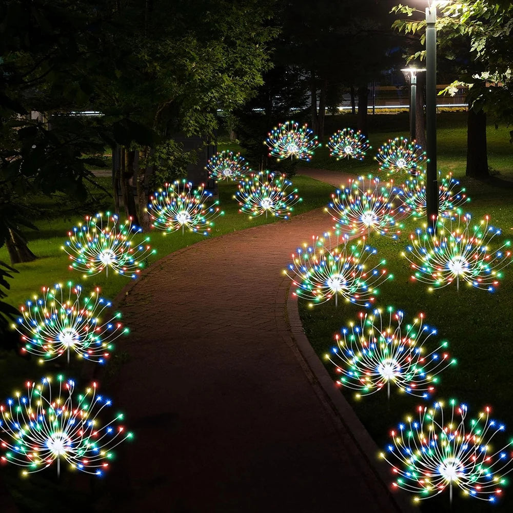 Solar Fireworks Lights IP65 Waterproof, Outdoor Festival Decorative Lights For Courtyard, Lawn, Garden Outdoor Lighting