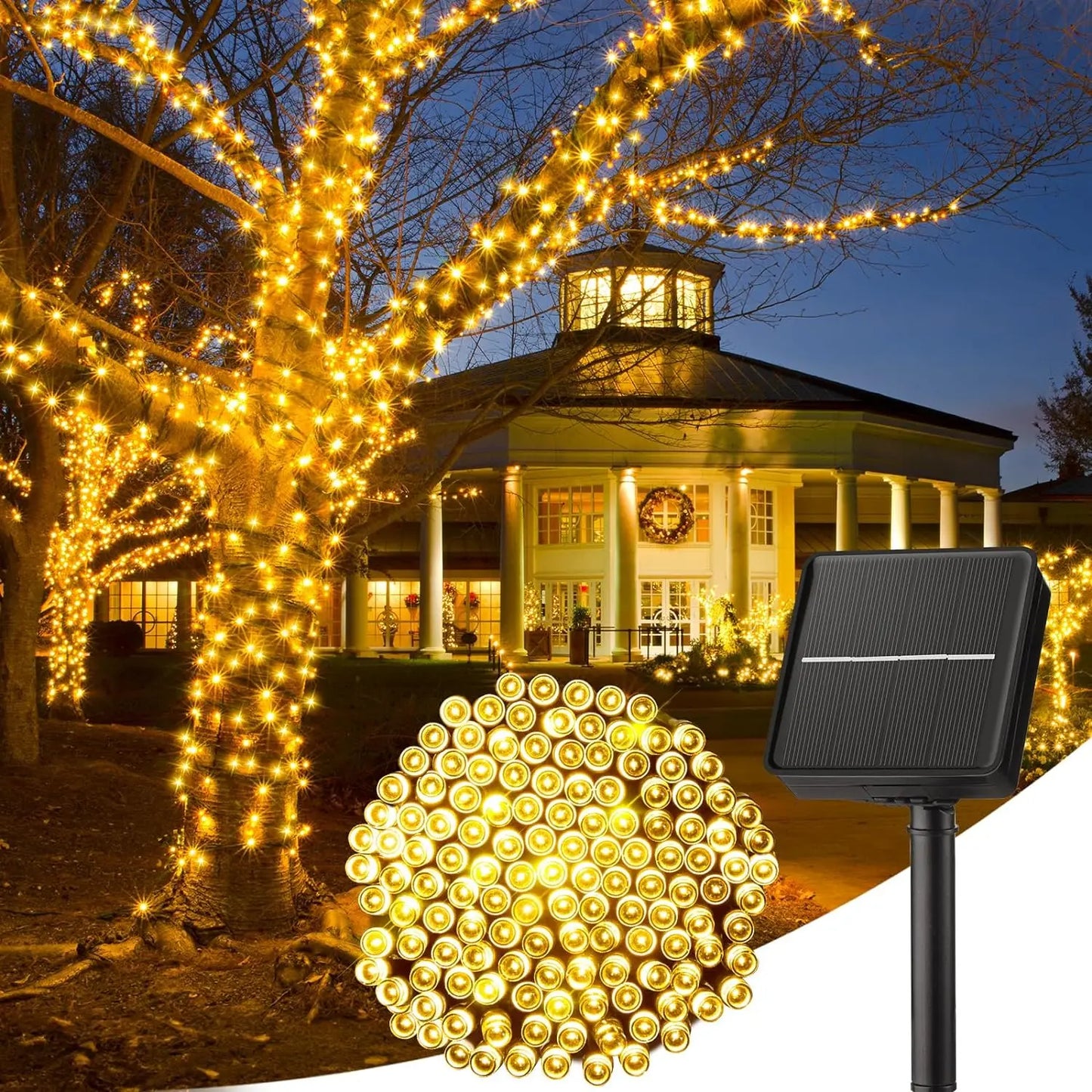 Solar String Lights Outdoor Lighting Solar Powered Lights with 8 Lighting Modes Waterproof Decoration for Garden