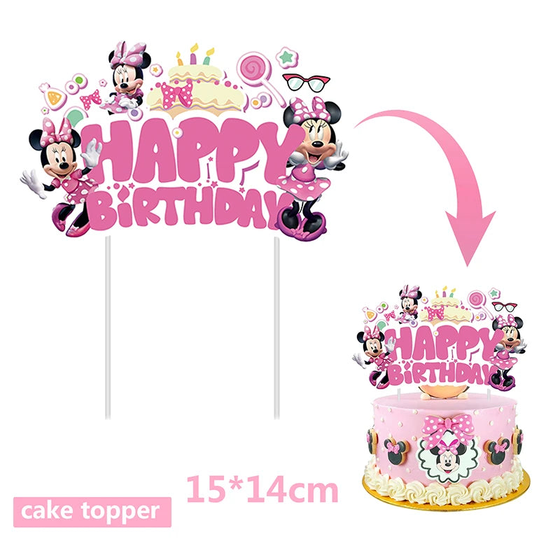 Minnie Mouse Birthday Party Decoration Girls Disposable Tableware Balloon Cups Plates Tablecloth Balloon Baby Shower Party Suppl