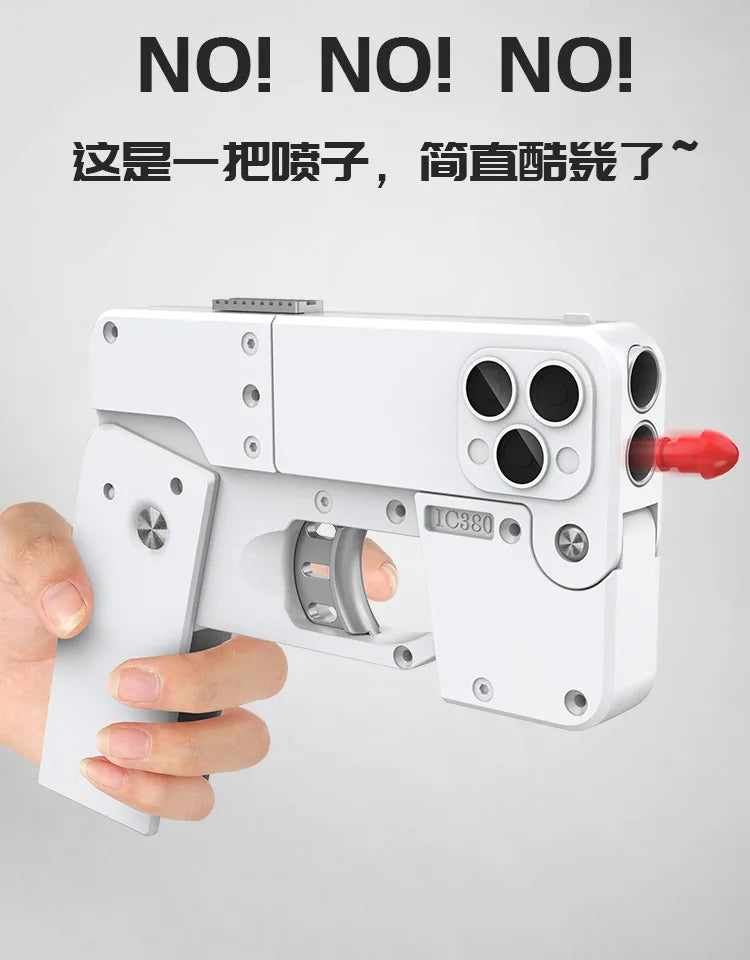 Folding Gun IC380 Toys Pistol Mobile Phone Model Bullet Soft Ammo Shelling Cool Phone 14Pro Max Gift Outdoor Game Sports Toy Gun